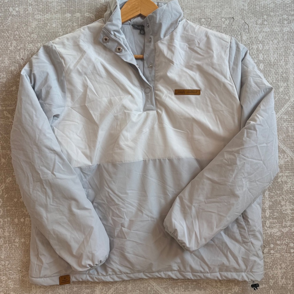 Simply Southern Colorblock Pullover Anorak Jacket Women's Size L Light Gray - Picture 6 of 8